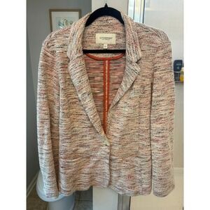 Liverpool Los Angeles Boucle Blazer Women's L Lava Flow Tweed One Button Jacket